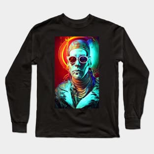 DJ deejay techno in rave cyberpunk steampunk music Long Sleeve T-Shirt